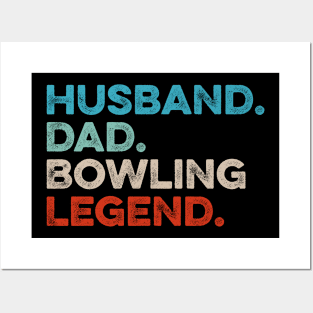 Husband Dad Bowling Legend - Retro Gift Posters and Art